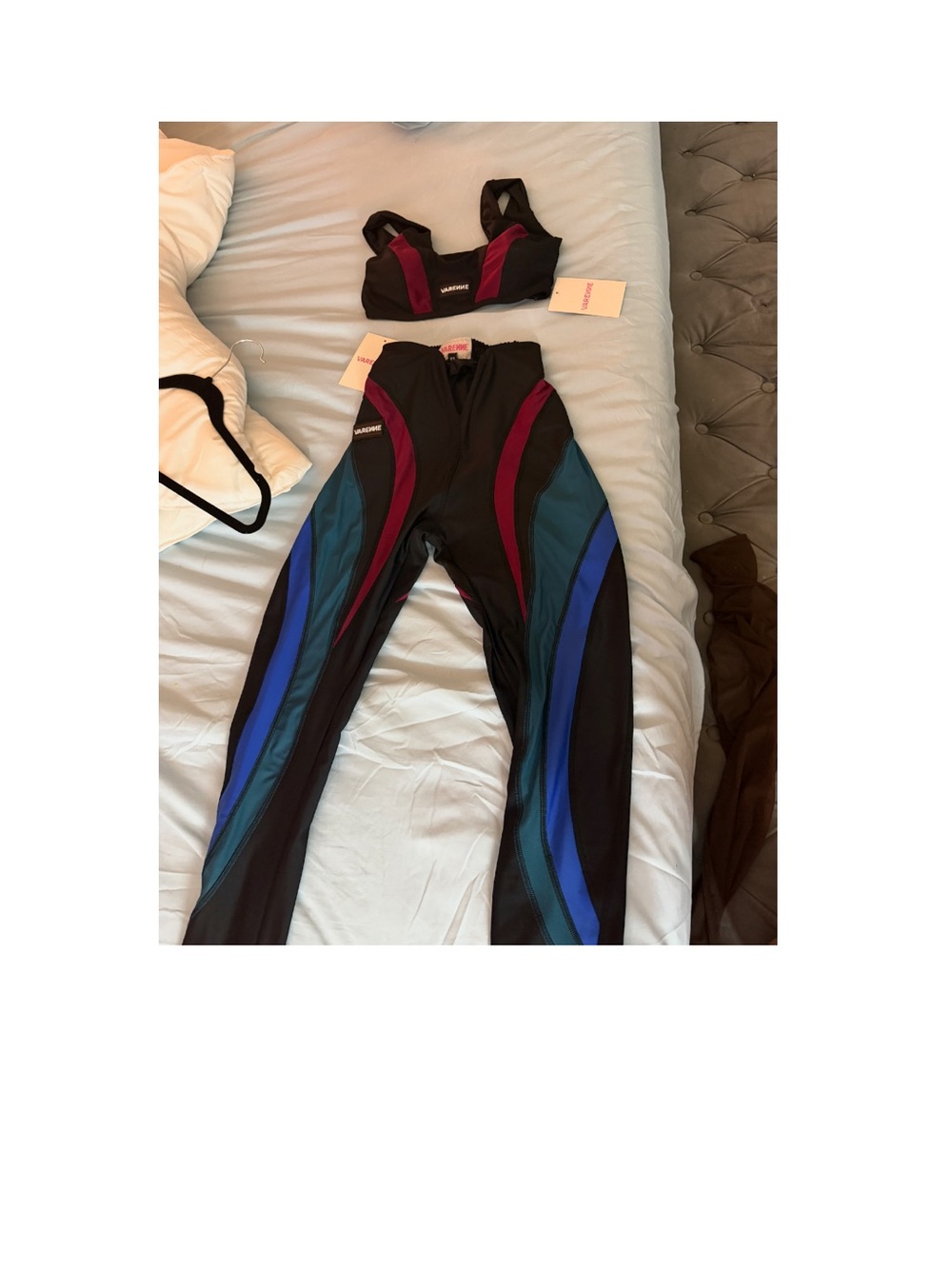 Athletic Colorblock High-Waist Women's Pants - Black with Blue & Teal Panels